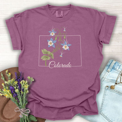 Colorado State Flower T-Shirt - Rocky Mountain Columbine