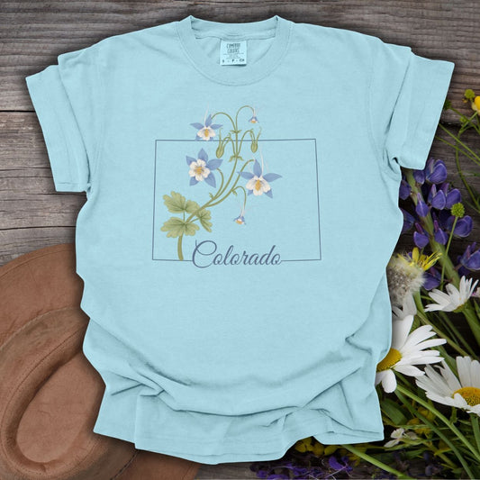 Colorado State Flower T-Shirt - Rocky Mountain Columbine