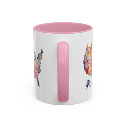 Colorful Floral USA Map Mug (11/15oz)