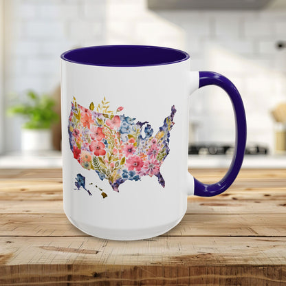 Colorful Floral USA Map Mug (11/15oz)