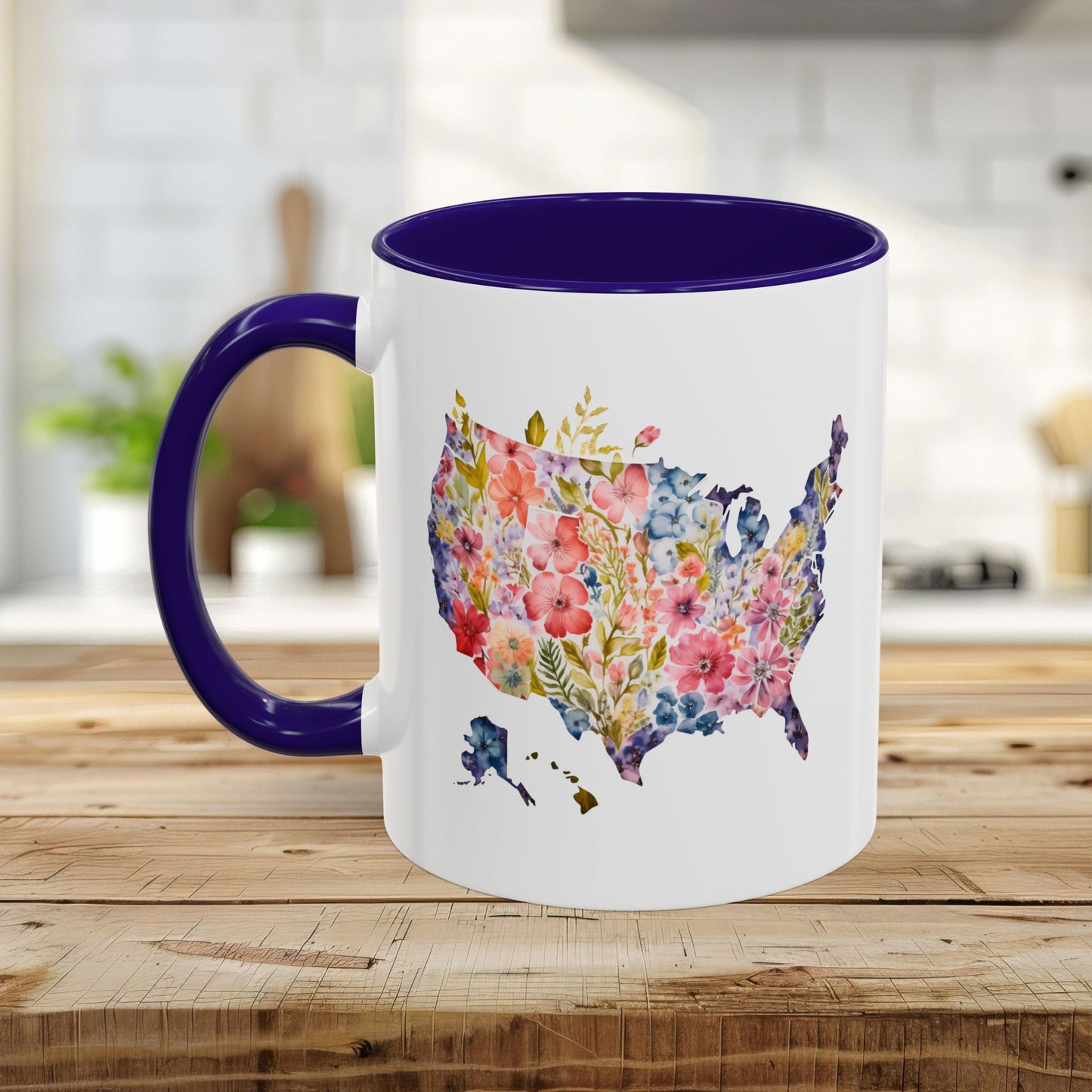 Colorful Floral USA Map Mug (11/15oz)