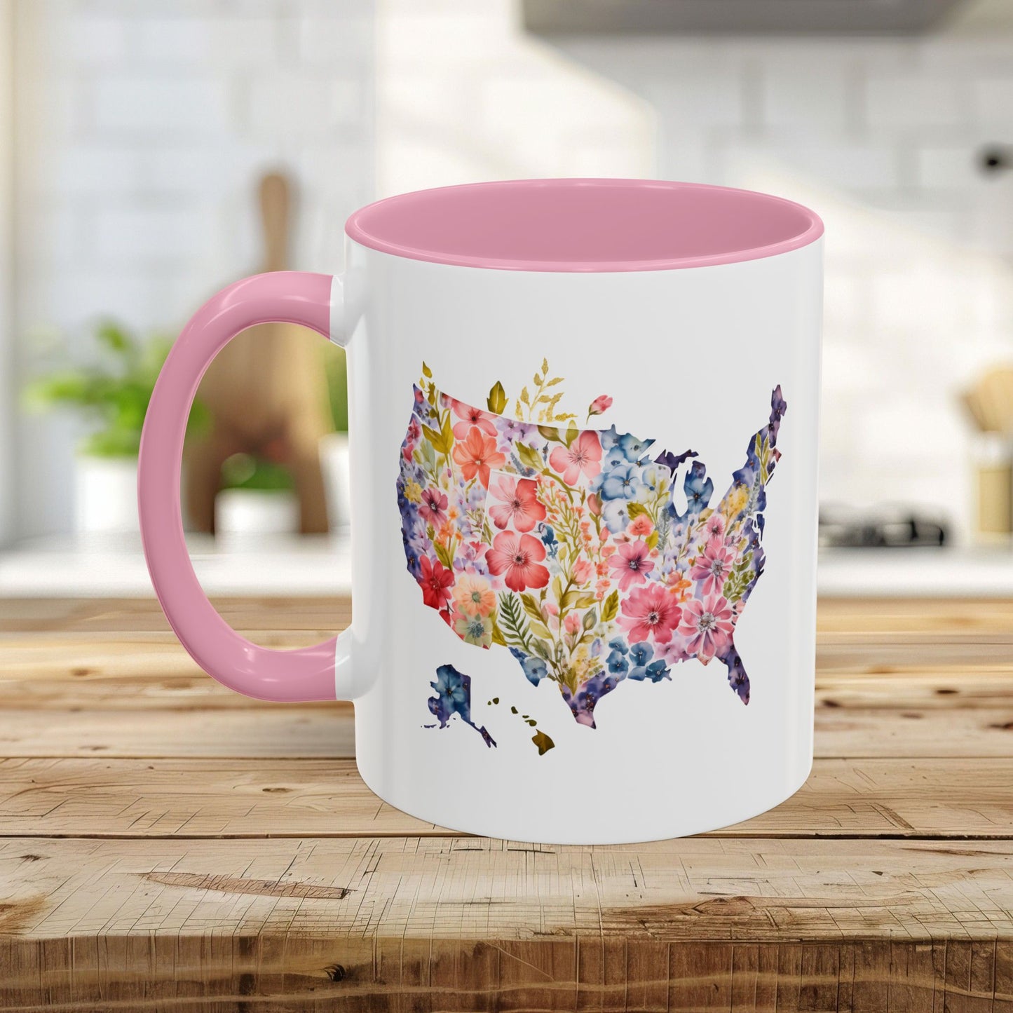 Colorful Floral USA Map Mug (11/15oz)
