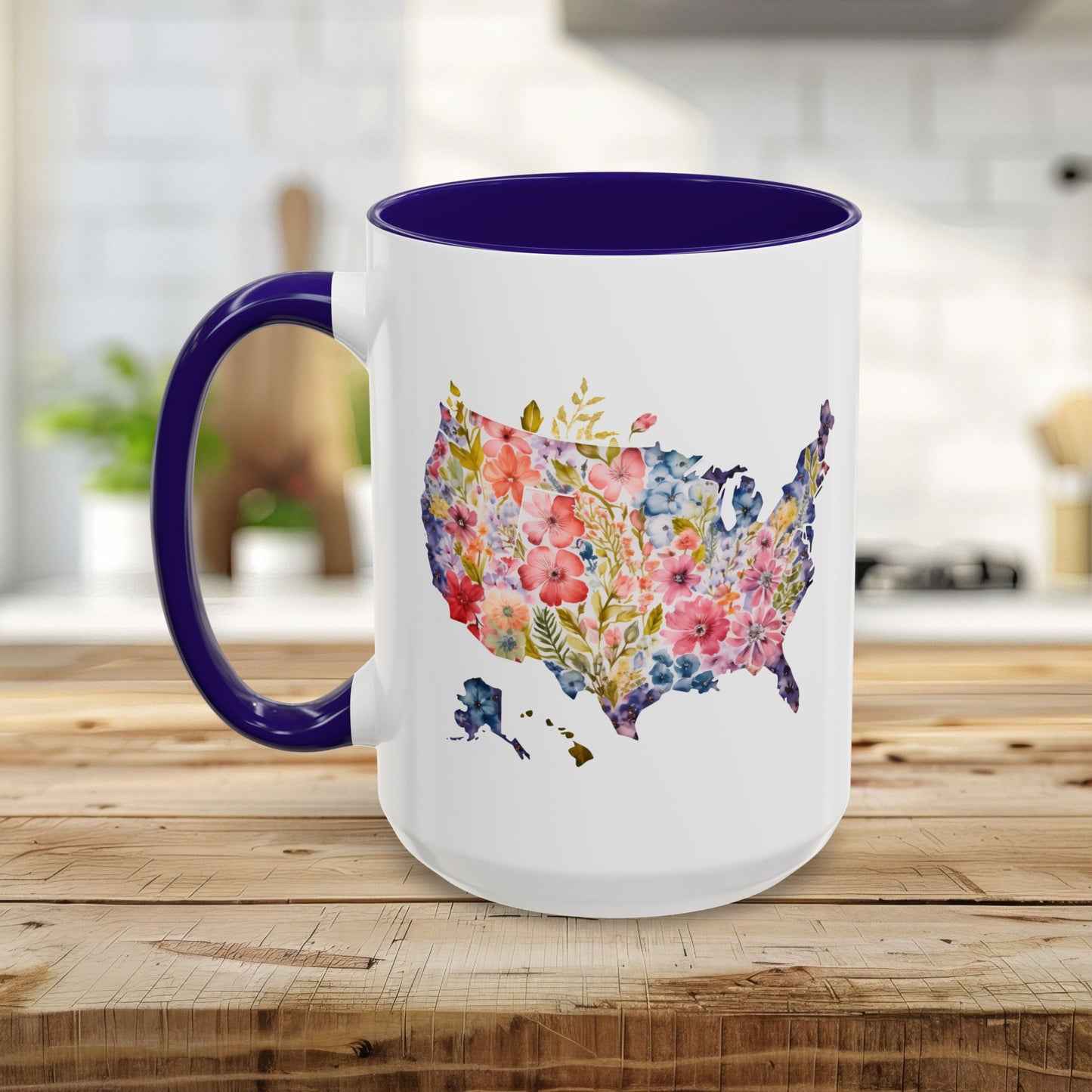 Colorful Floral USA Map Mug (11/15oz)