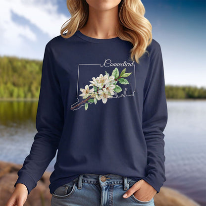 Connecticut State Flower Long Sleeve Tee — Mountain Laurel