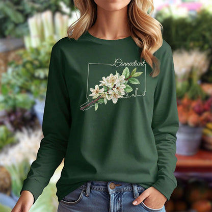 Connecticut State Flower Long Sleeve Tee — Mountain Laurel
