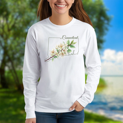 Connecticut State Flower Long Sleeve Tee — Mountain Laurel