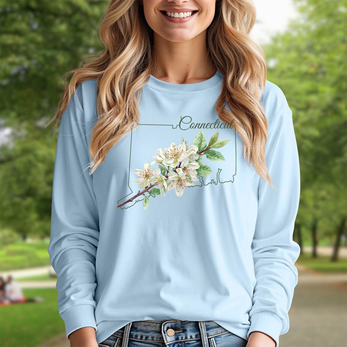 Connecticut State Flower Long Sleeve Tee — Mountain Laurel