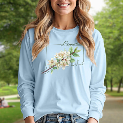 Connecticut State Flower Long Sleeve Tee — Mountain Laurel