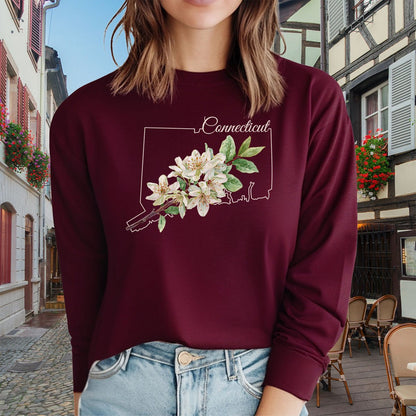 Connecticut State Flower Long Sleeve Tee — Mountain Laurel