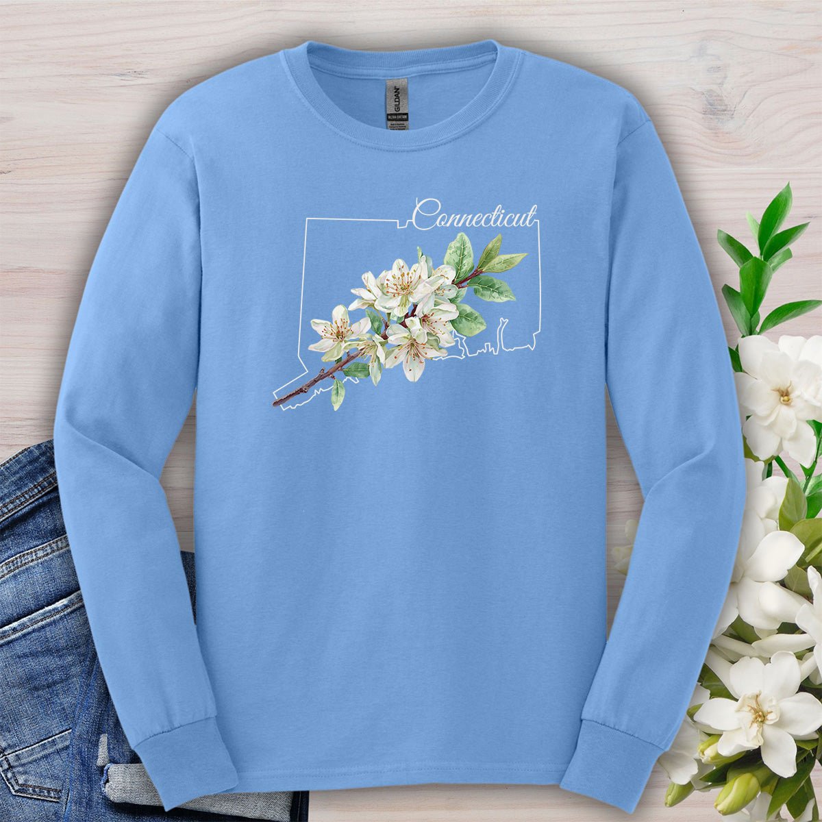 Connecticut State Flower Long Sleeve Tee — Mountain Laurel