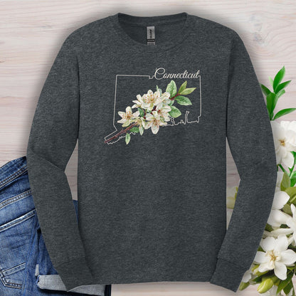 Connecticut State Flower Long Sleeve Tee — Mountain Laurel