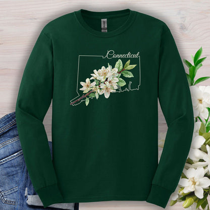 Connecticut State Flower Long Sleeve Tee — Mountain Laurel