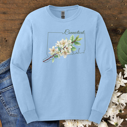 Connecticut State Flower Long Sleeve Tee — Mountain Laurel