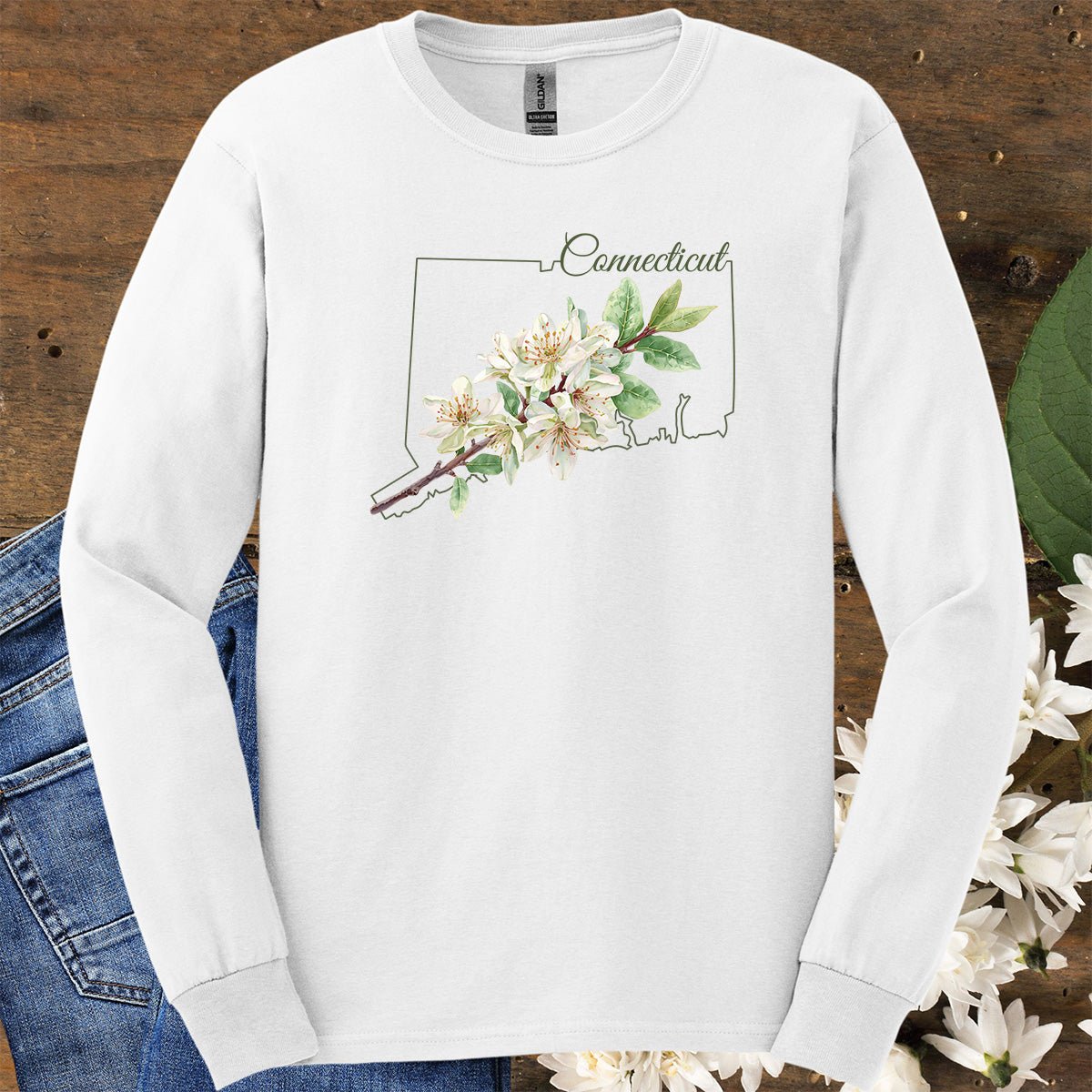 Connecticut State Flower Long Sleeve Tee — Mountain Laurel