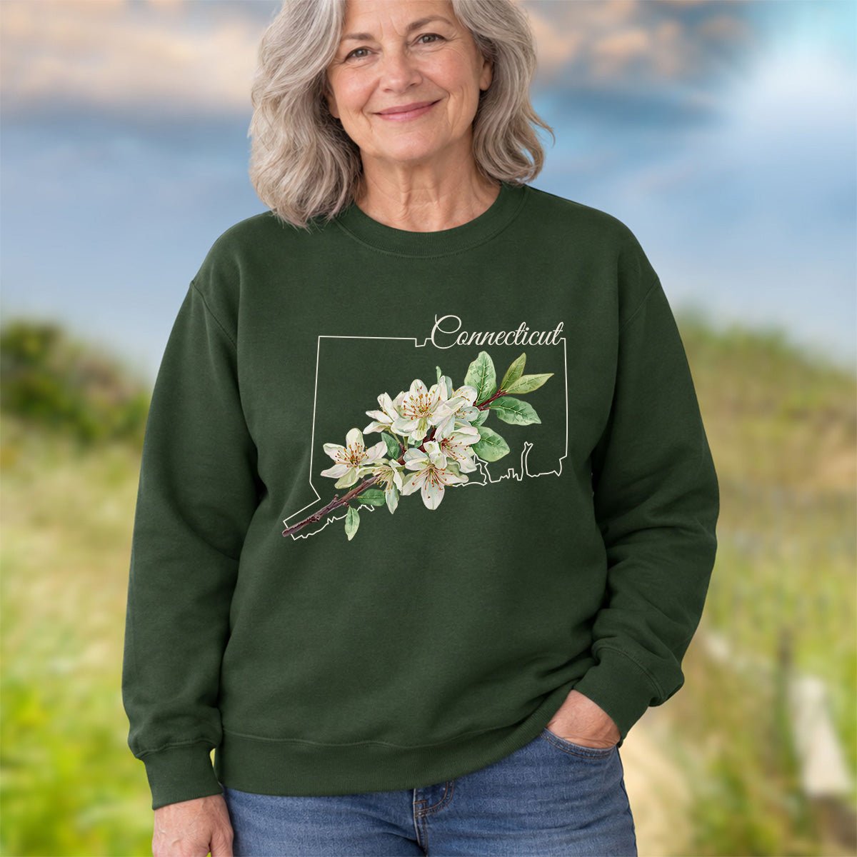 Connecticut State Flower Sweatshirt - Mountain Laurel
