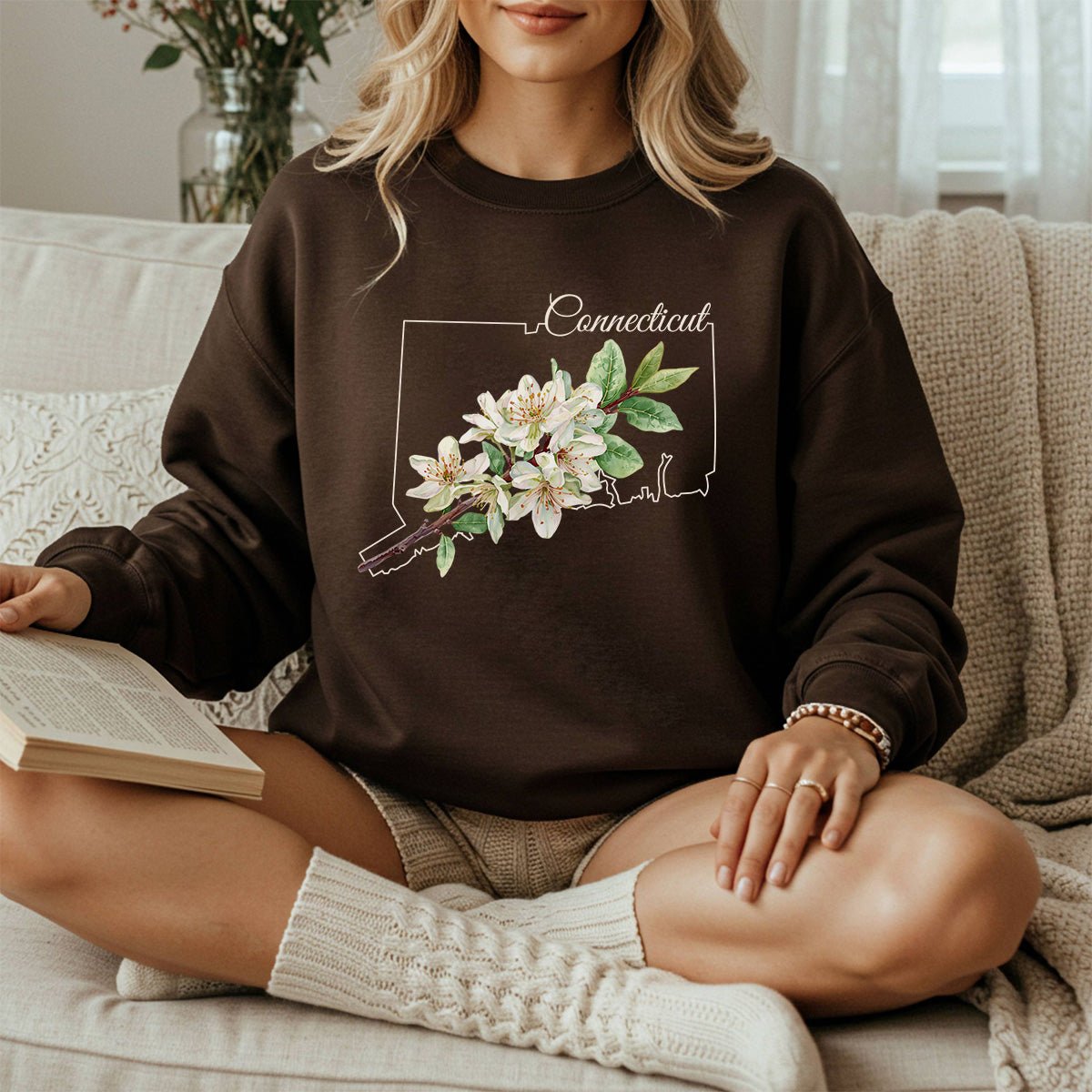 Connecticut State Flower Sweatshirt - Mountain Laurel