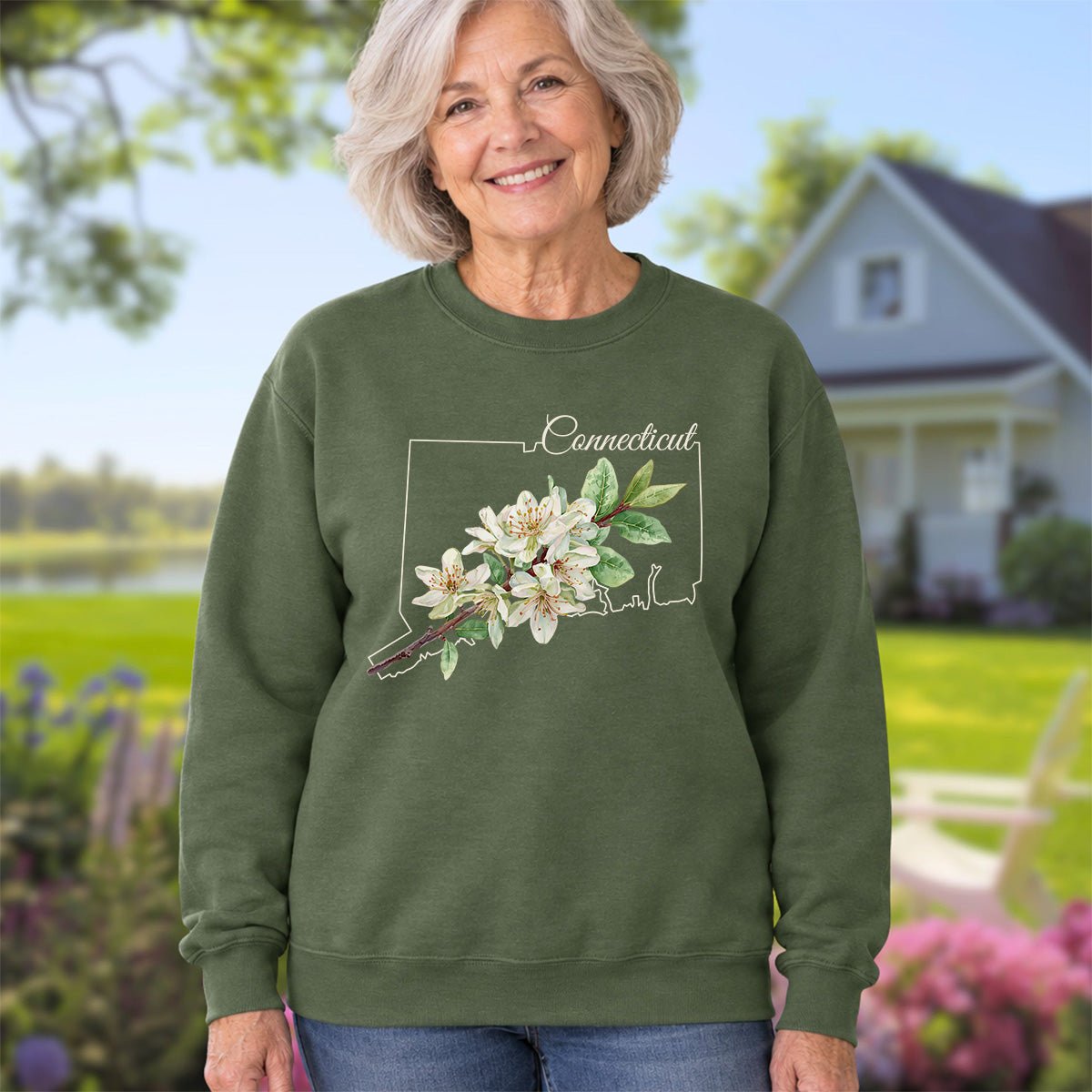 Connecticut State Flower Sweatshirt - Mountain Laurel