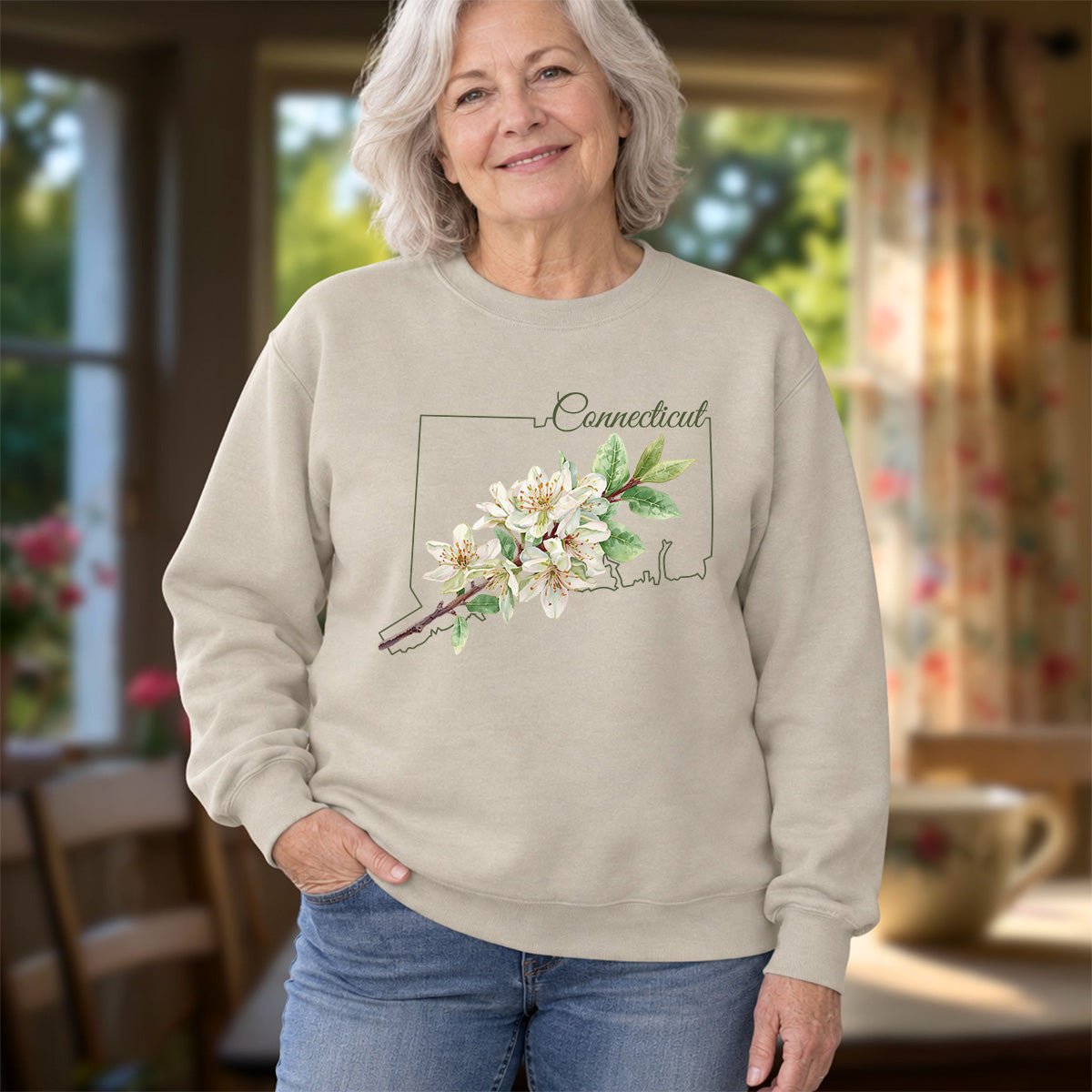 Connecticut State Flower Sweatshirt - Mountain Laurel