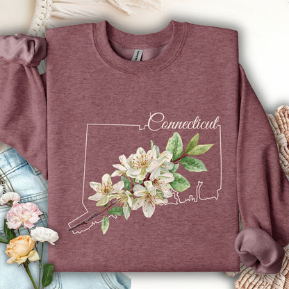 Connecticut State Flower Sweatshirt - Mountain Laurel