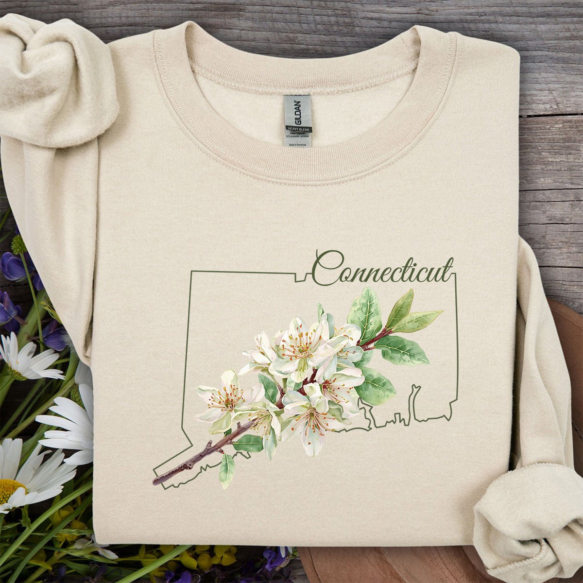 Connecticut State Flower Sweatshirt - Mountain Laurel