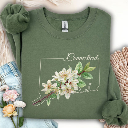 Connecticut State Flower Sweatshirt - Mountain Laurel