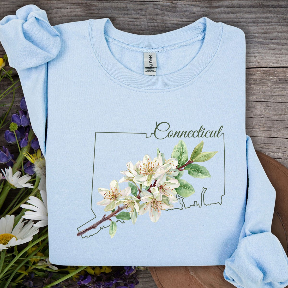 Connecticut State Flower Sweatshirt - Mountain Laurel