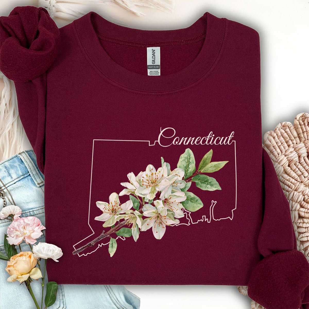 Connecticut State Flower Sweatshirt - Mountain Laurel