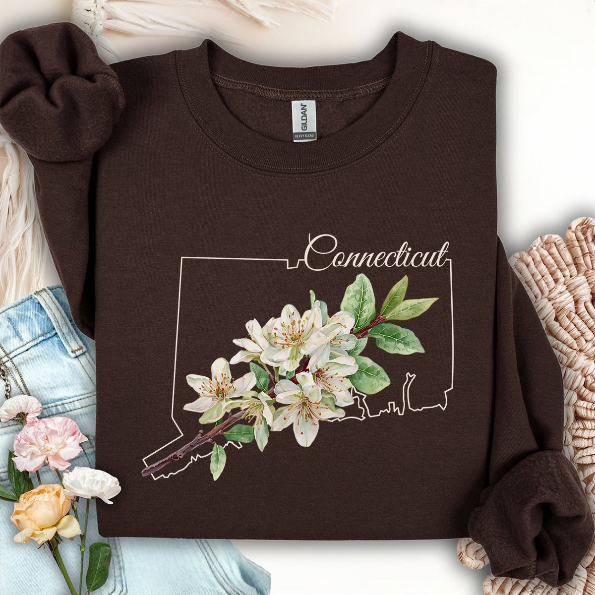 Connecticut State Flower Sweatshirt - Mountain Laurel