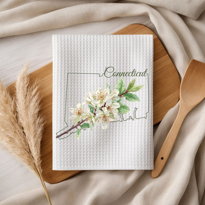 Connecticut State Flower Tea Towel — Mountain Laurel