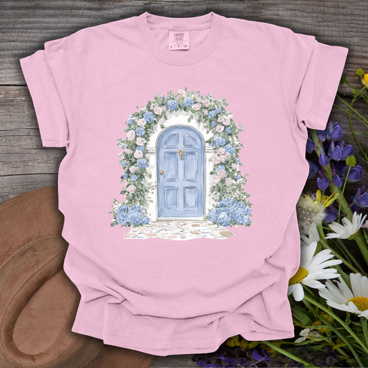 Cottage Doorway with Hydrangeas T-Shirt