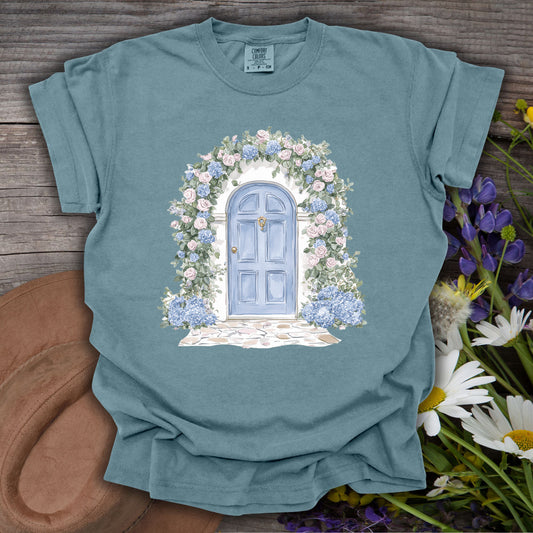 Cottage Doorway with Hydrangeas T-Shirt