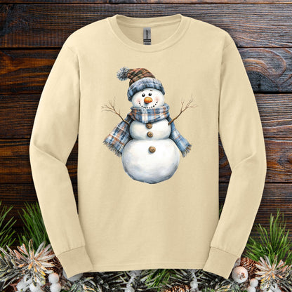 Country Blue Snowman Long Sleeve Tee