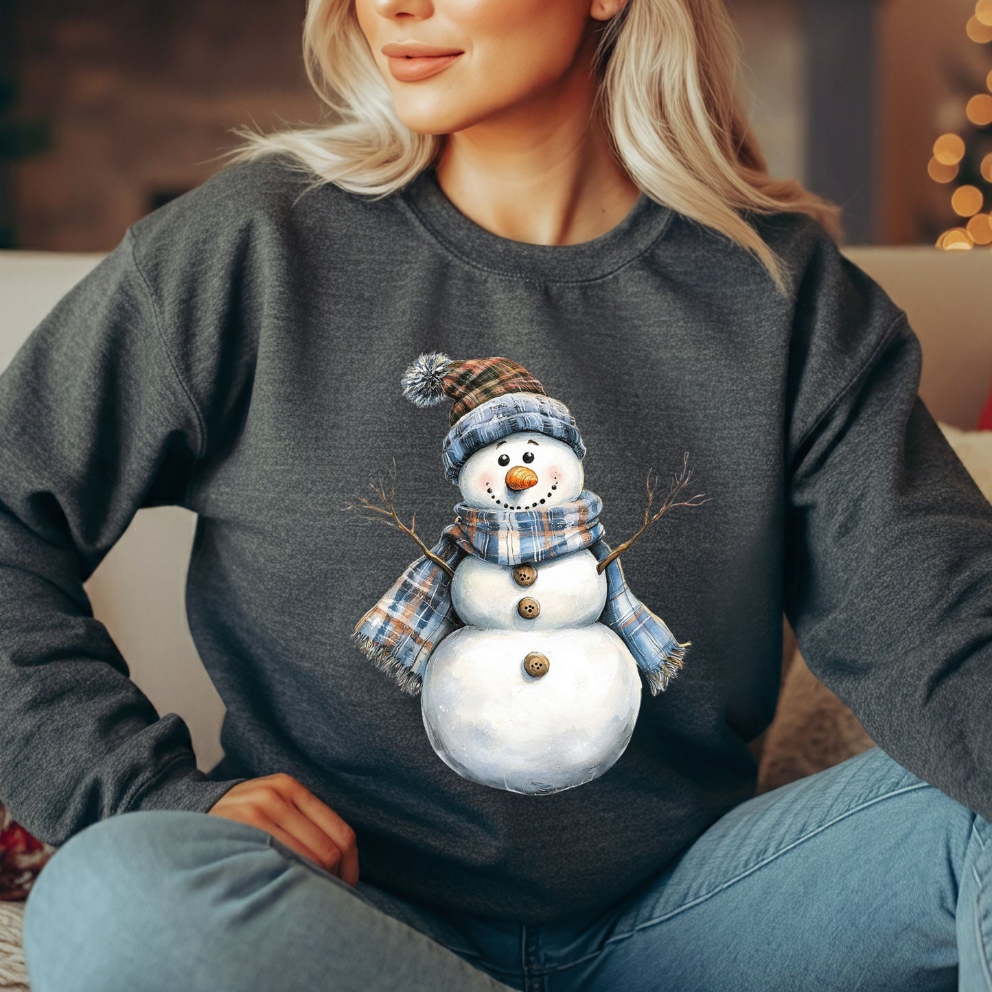 Country Blue Snowman Sweatshirt