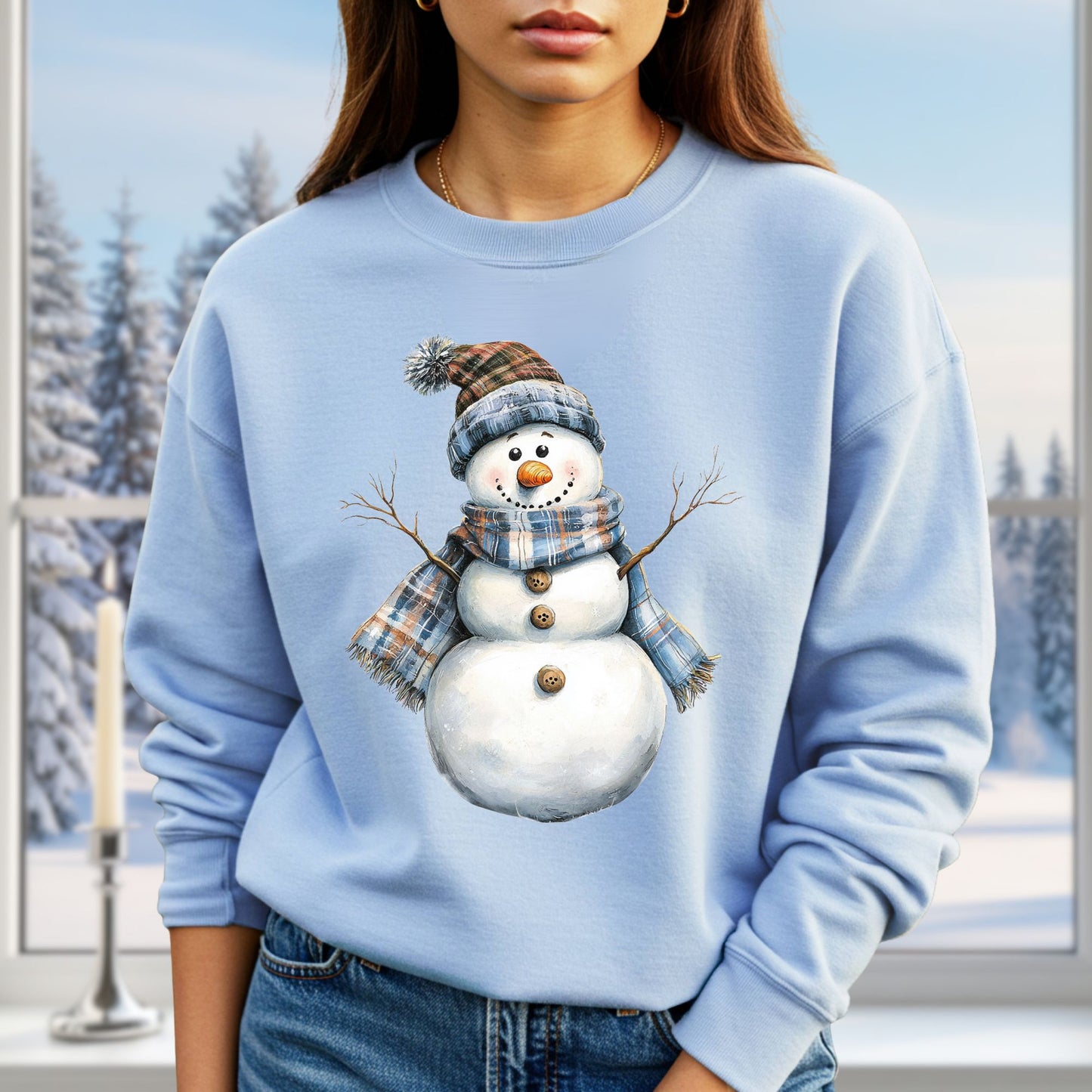 Country Blue Snowman Sweatshirt