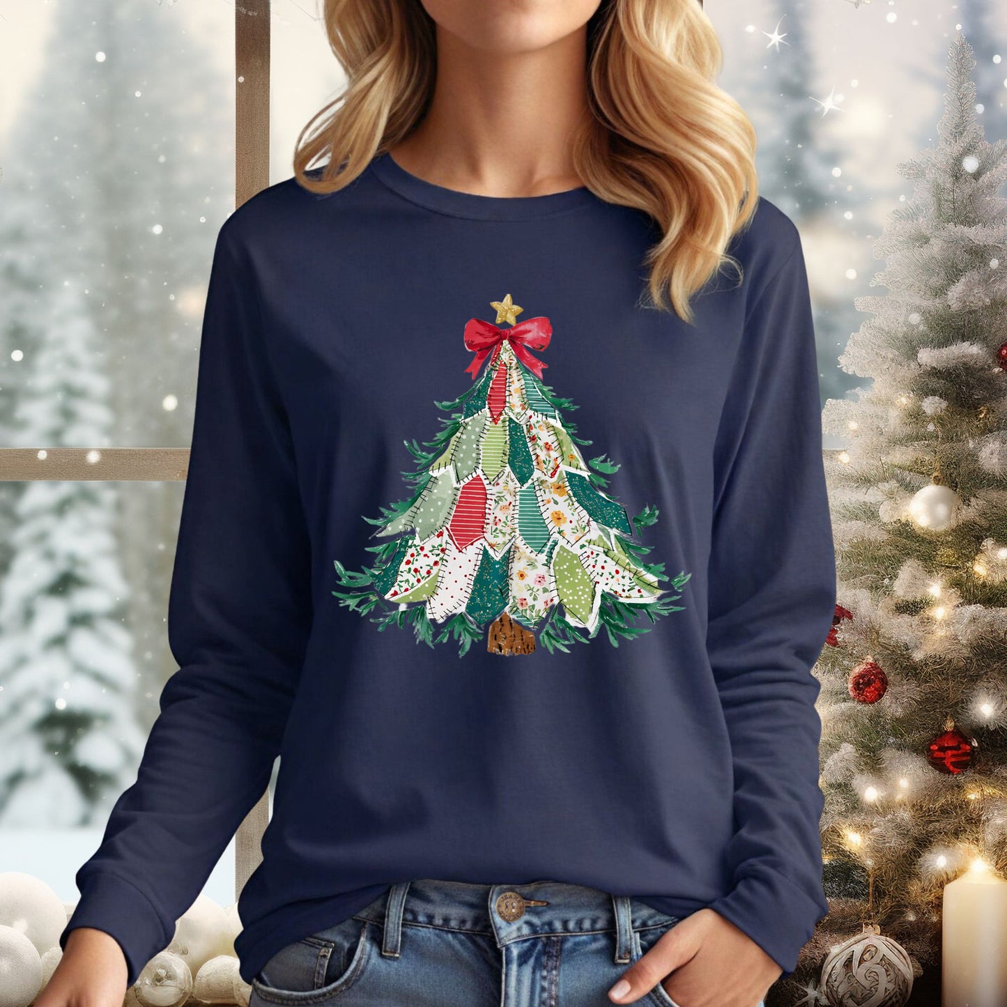Country Christmas Tree Long Sleeve Tee