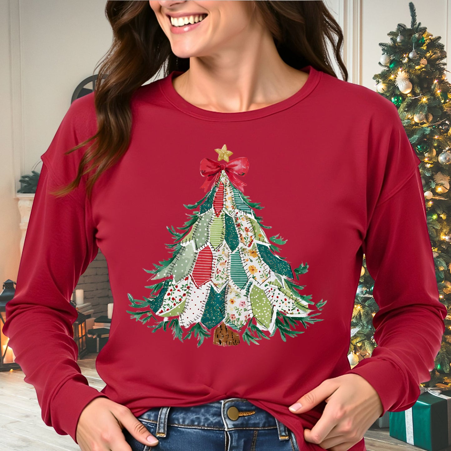 Country Christmas Tree Long Sleeve Tee