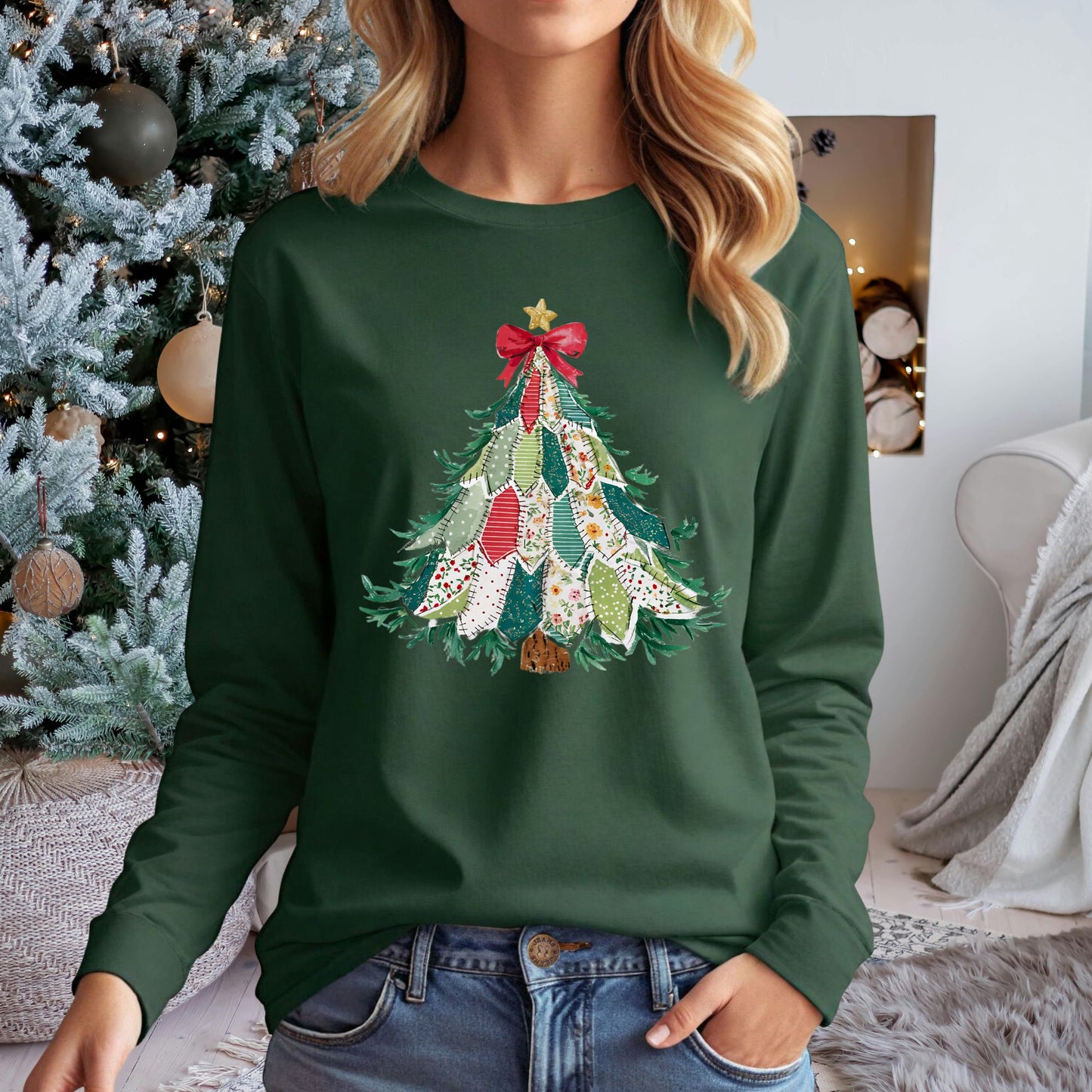 Country Christmas Tree Long Sleeve Tee