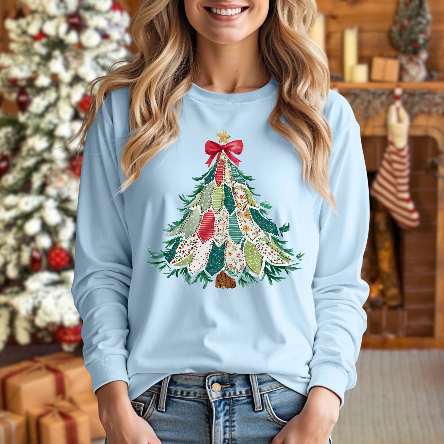 Country Christmas Tree Long Sleeve Tee