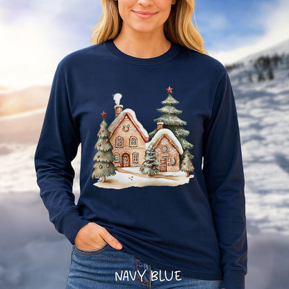 Cozy Holiday Gingerbread Houses Long Sleeve Tee