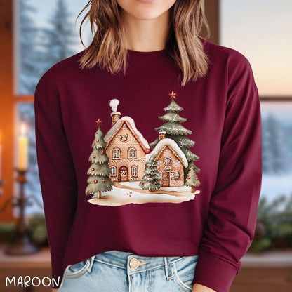 Cozy Holiday Gingerbread Houses Long Sleeve Tee