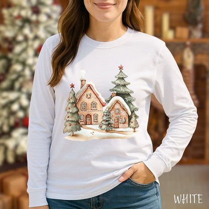 Cozy Holiday Gingerbread Houses Long Sleeve Tee