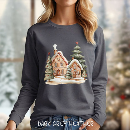 Cozy Holiday Gingerbread Houses Long Sleeve Tee