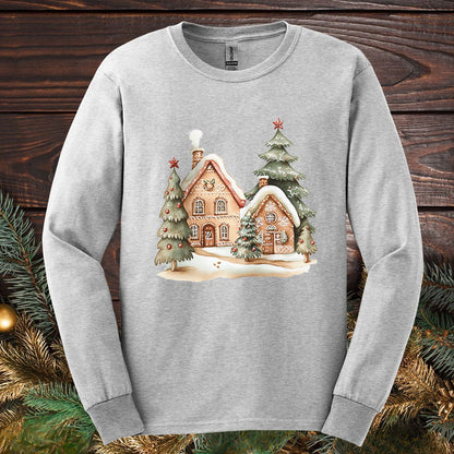 Cozy Holiday Gingerbread Houses Long Sleeve Tee