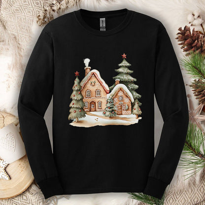 Cozy Holiday Gingerbread Houses Long Sleeve Tee