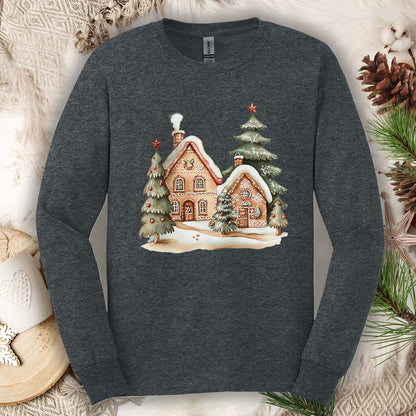 Cozy Holiday Gingerbread Houses Long Sleeve Tee