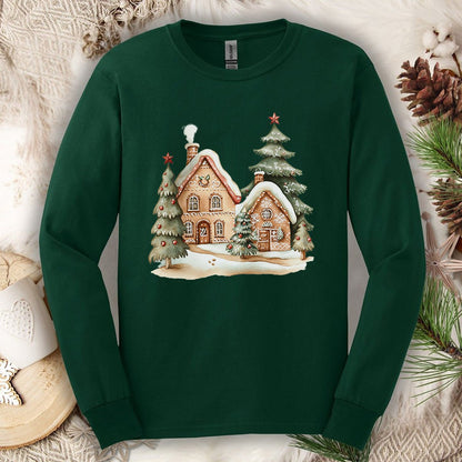 Cozy Holiday Gingerbread Houses Long Sleeve Tee