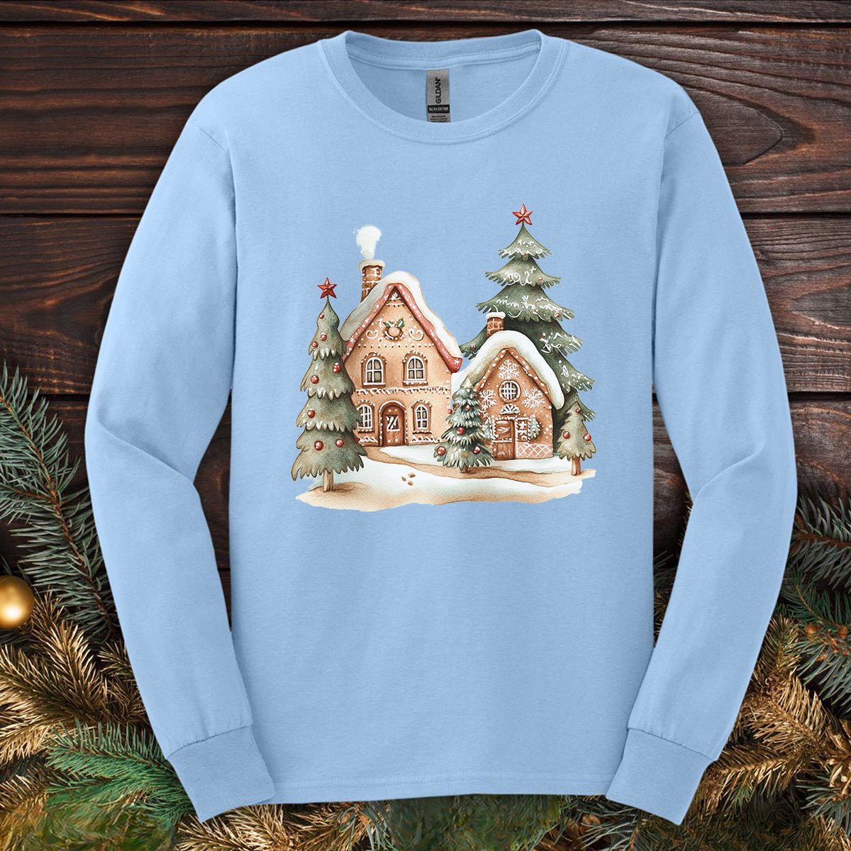 Cozy Holiday Gingerbread Houses Long Sleeve Tee