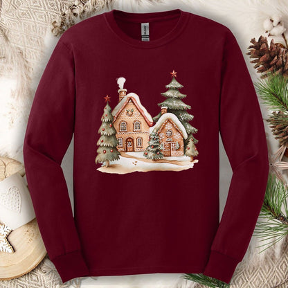 Cozy Holiday Gingerbread Houses Long Sleeve Tee