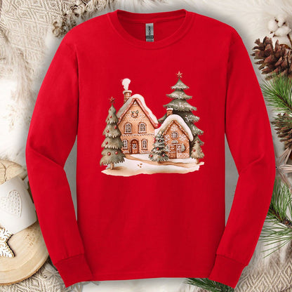 Cozy Holiday Gingerbread Houses Long Sleeve Tee