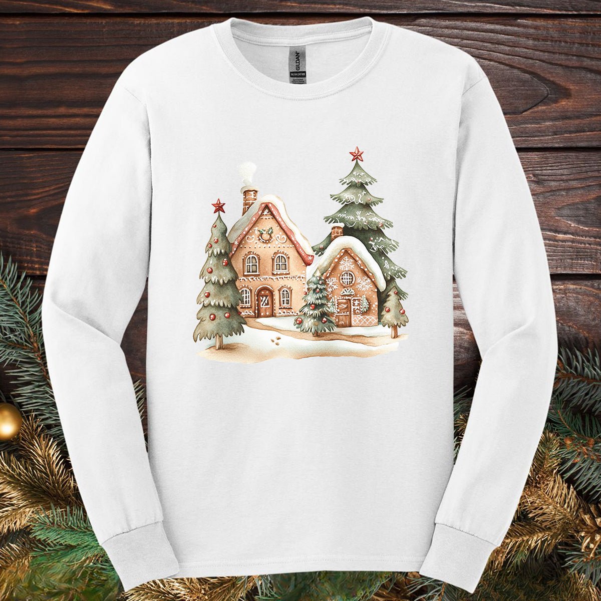 Cozy Holiday Gingerbread Houses Long Sleeve Tee